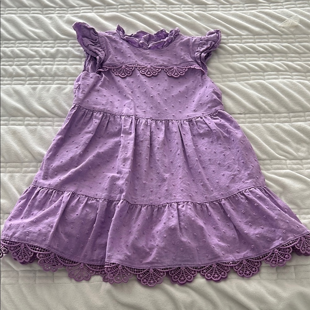 Janie and Jack Purple Pleated Sundress with Flutter Sleeves